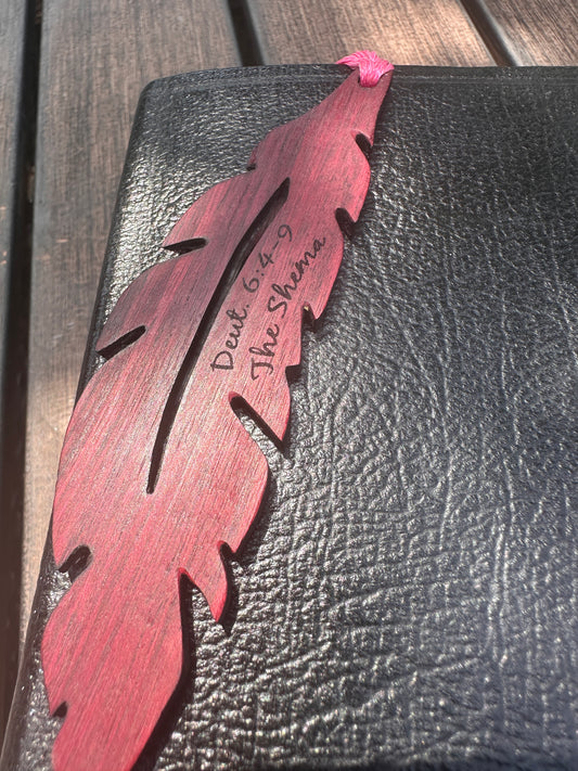 Custom Laser Engraved Wooden Bookmark – Purple Heart Wood – Shema Deuteronomy 6:4-9
